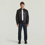 Picture of G-STAR MEN'S BIKER LEATHER JACKET IN DK BLACK 5