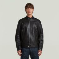 Picture of G-STAR MEN'S BIKER LEATHER JACKET IN DK BLACK 1