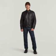 Picture of G-STAR MEN'S BIKER LEATHER JACKET IN DK BLACK 3