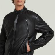 Picture of G-STAR MEN'S BIKER LEATHER JACKET IN DK BLACK 4