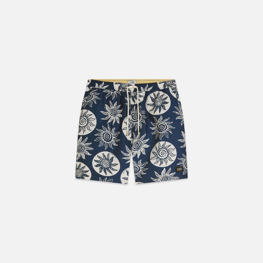 Picture of SCOTCH&SODA MEN'S PRINTED LONG LENGTH SWIM SHORTS IN NAVY