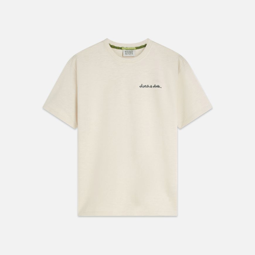 Picture of SCOTCH&SODA MEN'S SLUBYARN CHEST POCKET ARTWORK RELAXED-FIT T-SHIRT IN LIGHT BEIGE