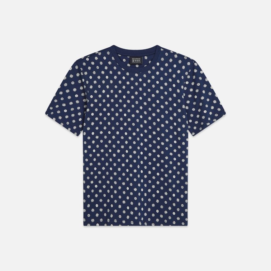Picture of SCOTCH&SODA MEN'S MICRO-PRINTED REGULAR-FIT T-SHIRT IN NAVY