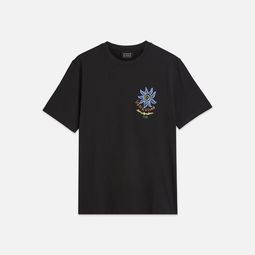 Picture of SCOTCH&SODA MEN'S FRONT AND BACK ARTWORK REGULAR FIT T-SHIRT IN BLACK