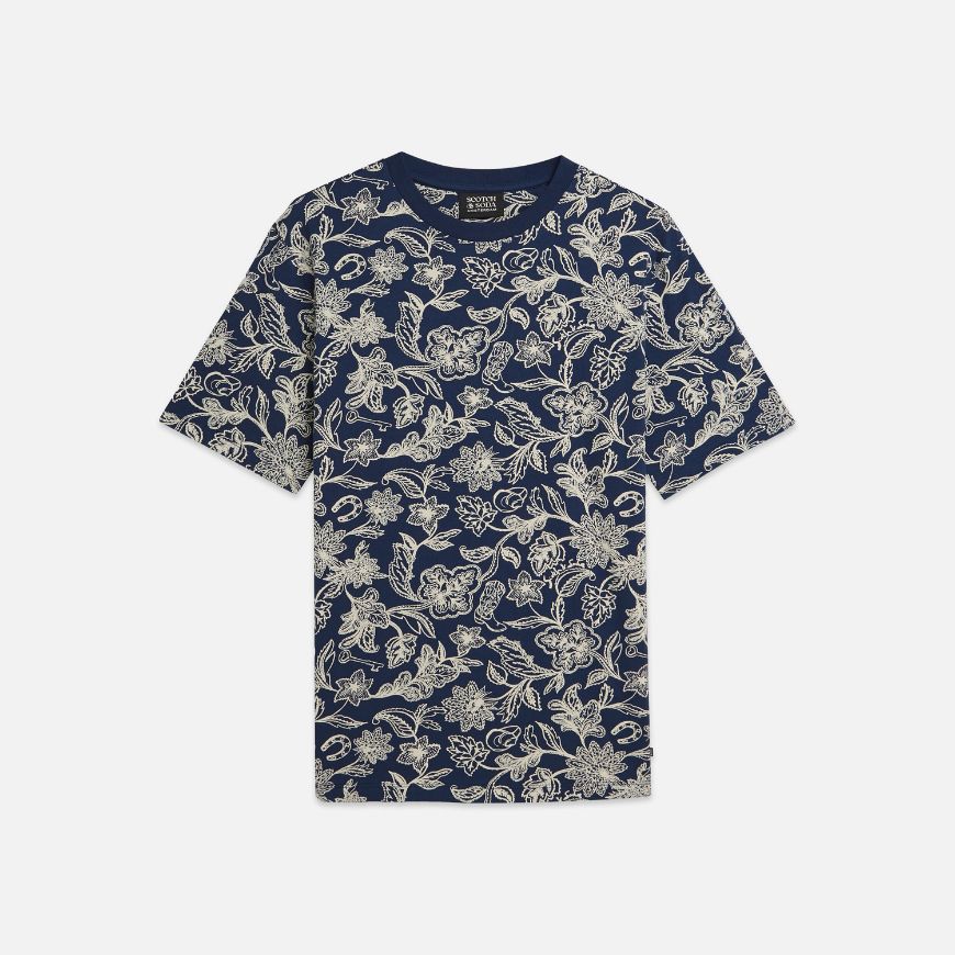 Picture of SCOTCH&SODA MEN'S PRINTED REGULAR FIT T-SHIRT IN NAVY