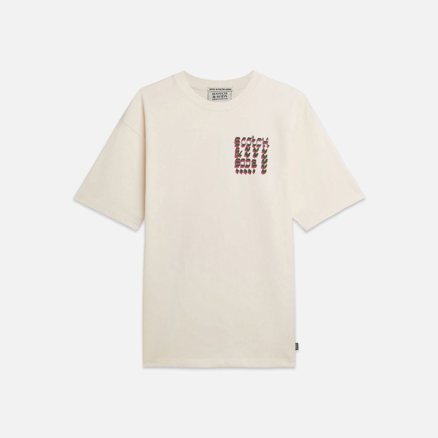 Picture of SCOTCH&SODA MEN'S FRONT AND BACK ARTWORK RELAXED-FIT T-SHIRT IN LIGHT BEIGE