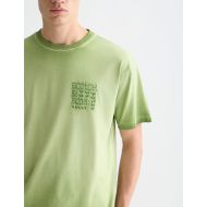 Picture of SCOTCH&SODA MEN'S EMBROIDERED ARTWORK RELAXED-FIT GARMENT-DYED T-SHIRT IN GREEN 6