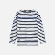Picture of SCOTCH&SODA MEN'S BASQUIAT BRETON STRIPED LONGSLEEVED T-SHIRT IN NAVY 1