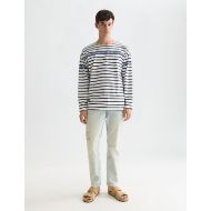 Picture of SCOTCH&SODA MEN'S BASQUIAT BRETON STRIPED LONGSLEEVED T-SHIRT IN NAVY 6