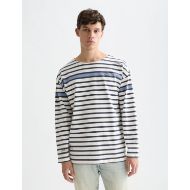 Picture of SCOTCH&SODA MEN'S BASQUIAT BRETON STRIPED LONGSLEEVED T-SHIRT IN NAVY 4