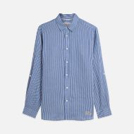 Picture of SCOTCH&SODA MEN'S LINEN STRIPED REGULAR FIT SHIRT IN BLUE 1