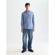 Picture of SCOTCH&SODA MEN'S LINEN STRIPED REGULAR FIT SHIRT IN BLUE 7