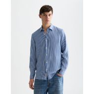 Picture of SCOTCH&SODA MEN'S LINEN STRIPED REGULAR FIT SHIRT IN BLUE 4