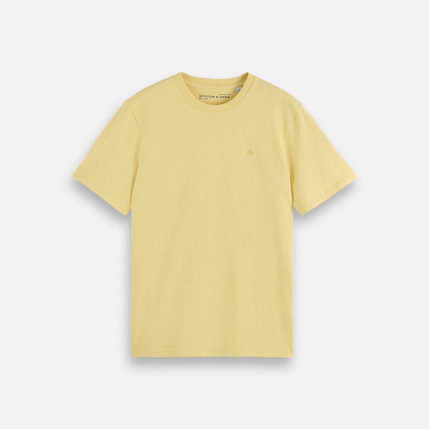Picture of SCOTCH&SODA MEN'S SEASONAL CORE CHEST LOGO REGULAR FIT T-SHIRT IN MEDIUM YELLOW