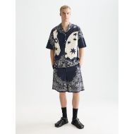 Picture of SCOTCH&SODA MEN'S PRINTED LYOCELL RELAXED-FIT SHORT-SLEEVED SHIRT IN NAVY 7