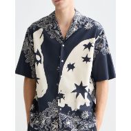 Picture of SCOTCH&SODA MEN'S PRINTED LYOCELL RELAXED-FIT SHORT-SLEEVED SHIRT IN NAVY 6
