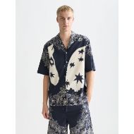Picture of SCOTCH&SODA MEN'S PRINTED LYOCELL RELAXED-FIT SHORT-SLEEVED SHIRT IN NAVY 4