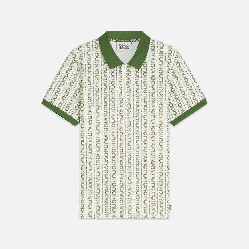 Picture of SCOTCH&SODA MEN'S MICROPRINTED REGULAR FIT POLO IN MEDIUM BEIGE