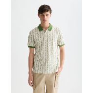 Picture of SCOTCH&SODA MEN'S MICROPRINTED REGULAR FIT POLO IN MEDIUM BEIGE 4