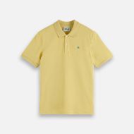Picture of SCOTCH&SODA MEN'S SEASONAL CORE PIQUE CHEST LOGO POLO IN MEDIUM YELLOW 1