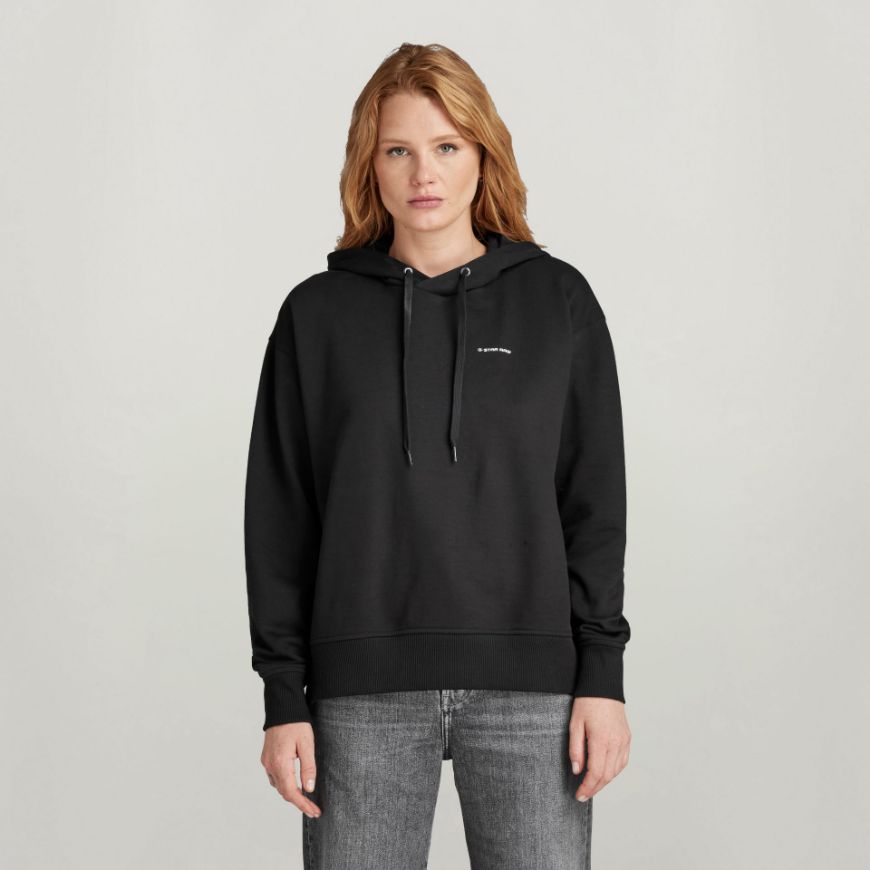 Picture of G-STAR WOMEN'S GRAPHIC CORE HOODED SWEATER IN DK BLACK