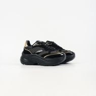 Picture of KARL LAGERFELD WOMEN'S KONTOUR WEDGE MESH MIX LO LACE IN BLACK W/GOLD 2