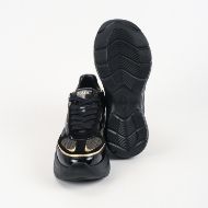 Picture of KARL LAGERFELD WOMEN'S KONTOUR WEDGE MESH MIX LO LACE IN BLACK W/GOLD 3