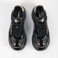 Picture of KARL LAGERFELD WOMEN'S KONTOUR WEDGE MESH MIX LO LACE IN BLACK W/GOLD 4