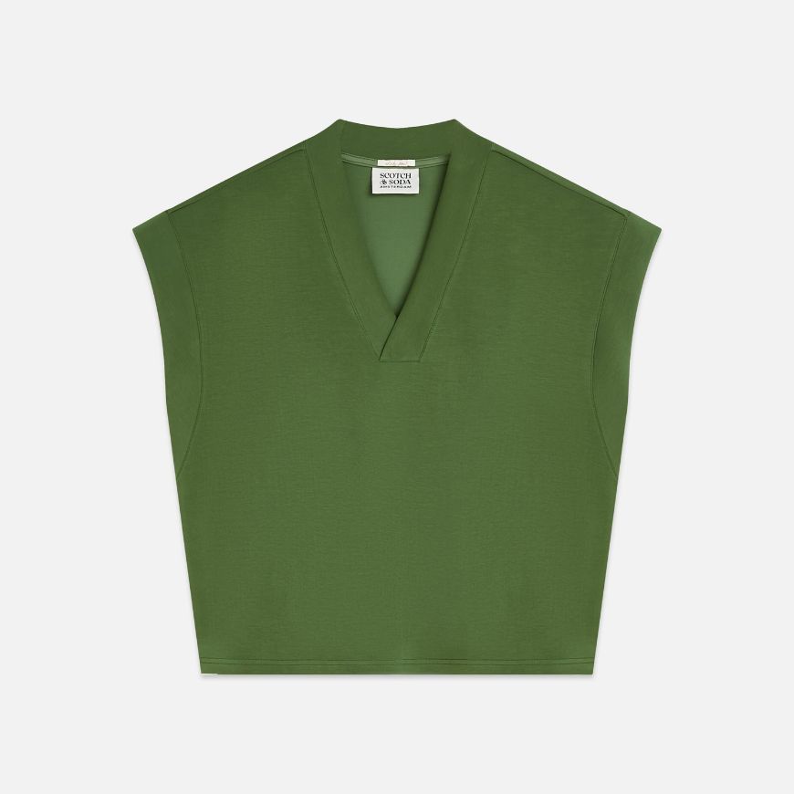 Снимка на SCOTCH&SODA ДАМСКИ СУИТШЪРТ TENCEL V-NECK SHORTSLEEVED В ЗЕЛЕНО