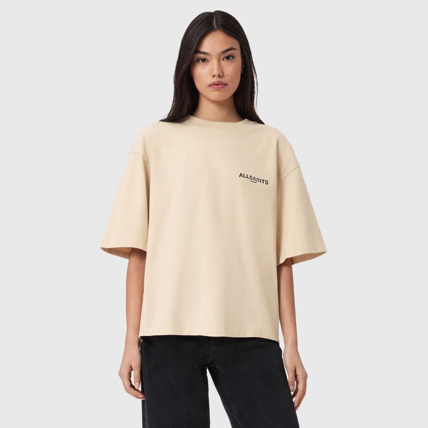 Picture of ALLSAINTS WOMEN'S HALIS AMELIE T-SHIRT IN SANDY WHITE