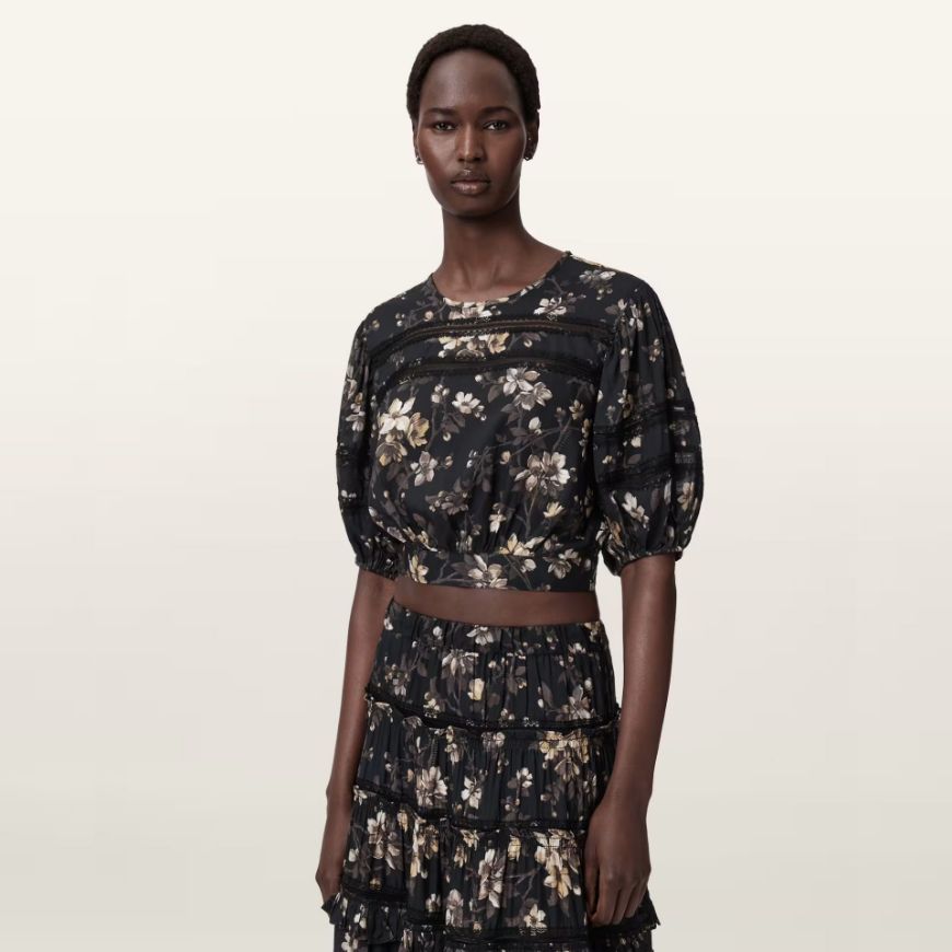 Picture of ALLSAINTS WOMEN'S PEONY TOP IN VINE BLACK
