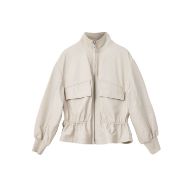 Picture of ALLSAINTS WOMEN'S FLOR LEATHER JACKET IN OFF WHITE 8