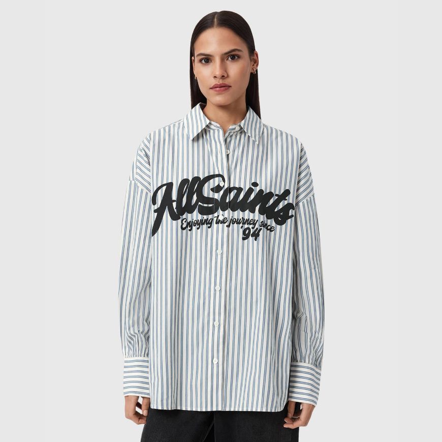 Picture of ALLSAINTS WOMEN'S ADRIANNE SHIRT IN BLUE/WHITE