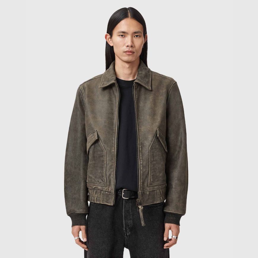 Снимка на ALLSAINTS МЪЖКО КОЖЕНО ЯКЕ MARLAND AVIATOR JACKET В БЕЖОВО