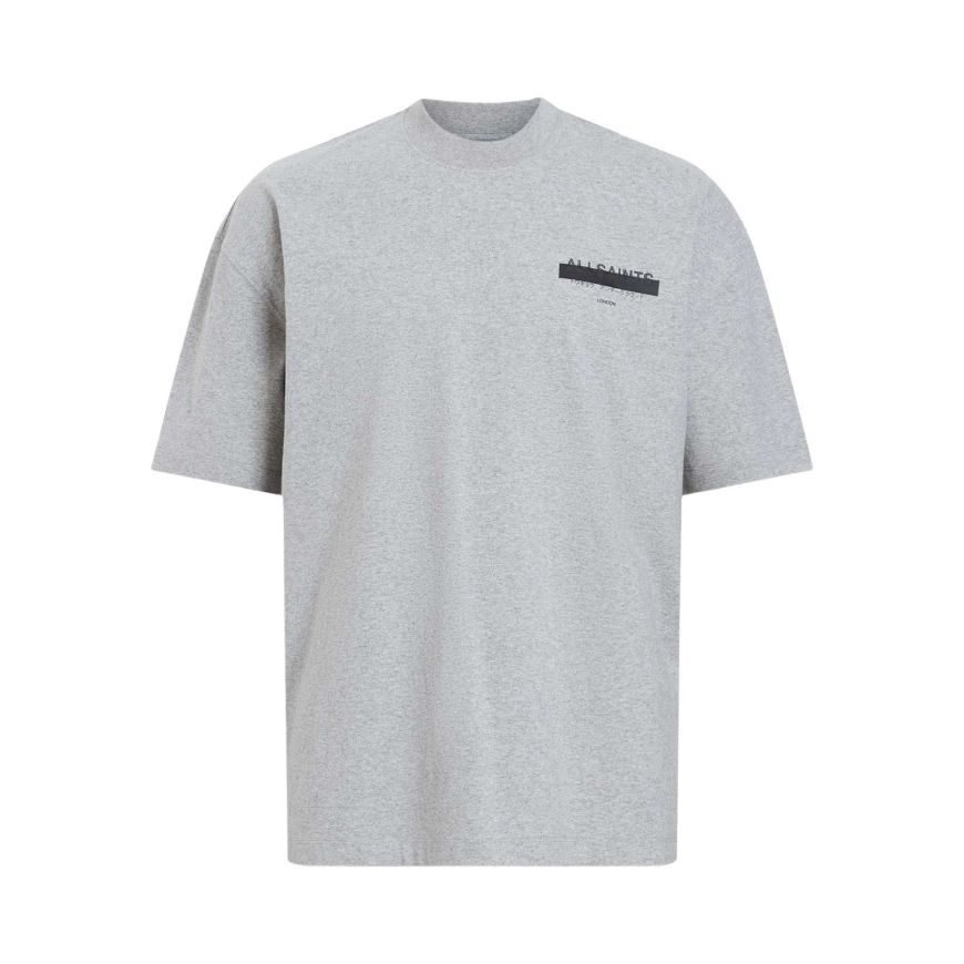 Picture of ALLSAINTS MEN'S REDACT OVERSIZED EMBROIDERED LOGO T-SHIRT IN GREY MARL