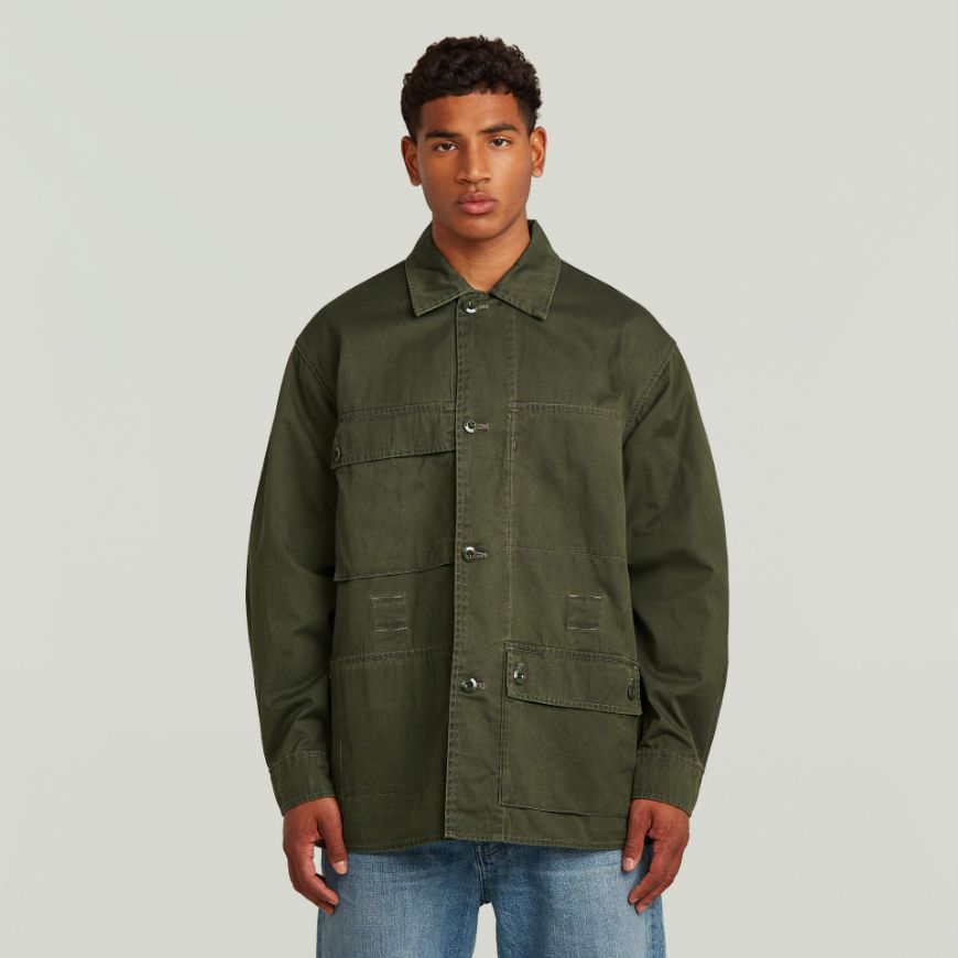 Picture of G-STAR MEN'S REVERSIBLE OVERSHIRT IN ASFALT/FOUR LEAF CLOVER CLOUD CAMO