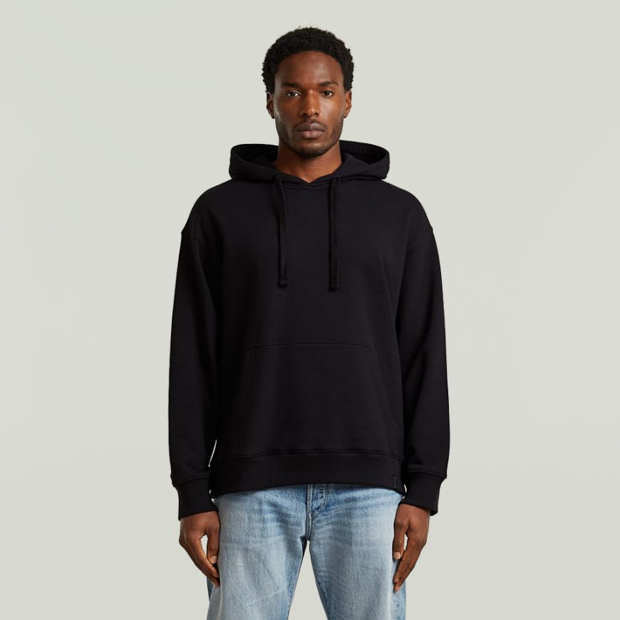 Picture of G-STAR MEN'S GS-01 RELAXED HOODED SWEATER IN DK BLACK
