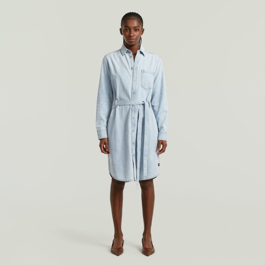 Снимка на G-STAR ДАМСКА РОКЛЯ SHIRT DRESS BELT В SUN FADED BLUE MIST