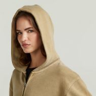 Picture of G-STAR WOMEN'S MODERN BASIC RELAXED HOODED ZIP THRU SWEATER IN SAFARI GD 3