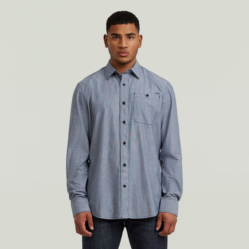 Picture of G-STAR MEN'S BRISTUM 2.0 SLIM SHIRT IN SALUTE SLUB STRIPE