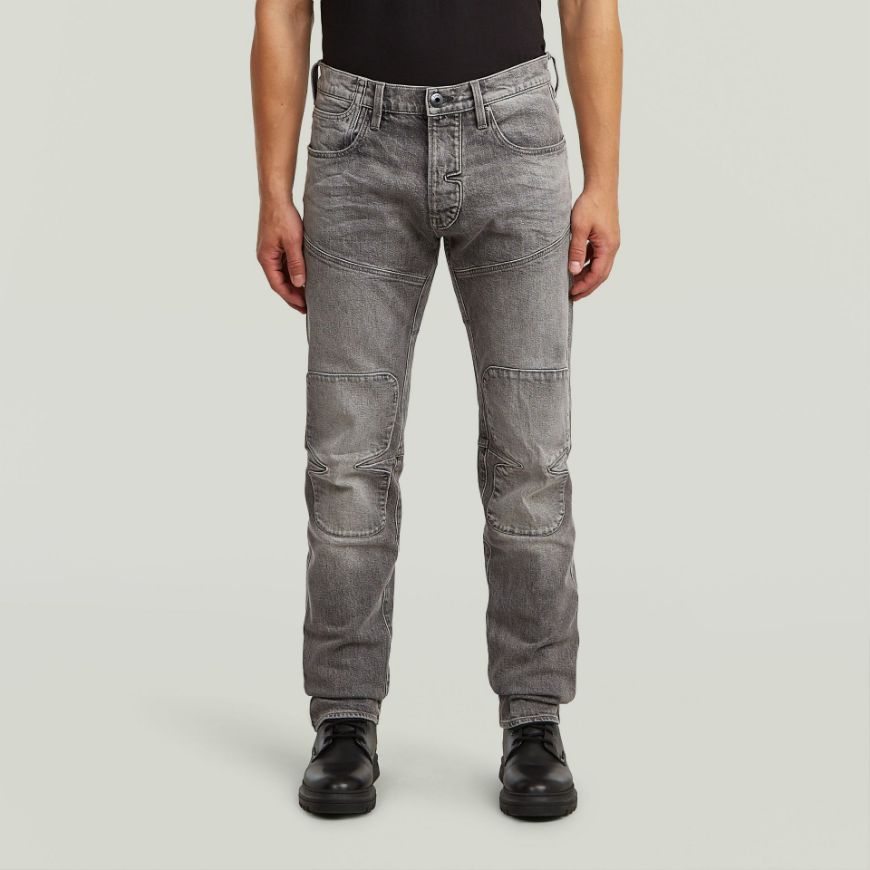 Picture of G-STAR MEN'S BIKER PATCHED 3D SLIM JEANS IN SUN FADED GUNMETAL