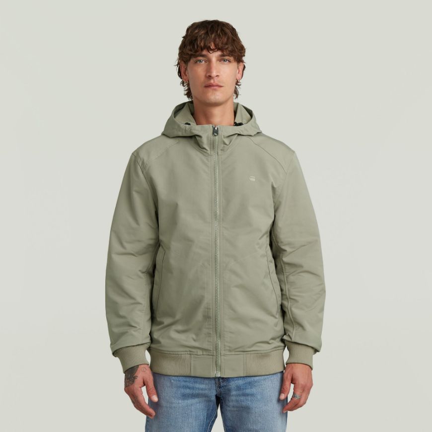 Picture of G-STAR MEN'S TRACK HOODED JACKET IN ELEPHANT SKIN