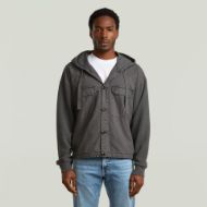 Picture of G-STAR MEN'S WOVEN MIX LOOSE HOODED SWEAT OVERSHIRT IN DK BLACK GD 1