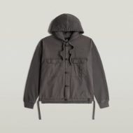 Picture of G-STAR MEN'S WOVEN MIX LOOSE HOODED SWEAT OVERSHIRT IN DK BLACK GD 6
