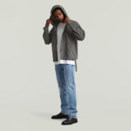 Picture of G-STAR MEN'S WOVEN MIX LOOSE HOODED SWEAT OVERSHIRT IN DK BLACK GD 5