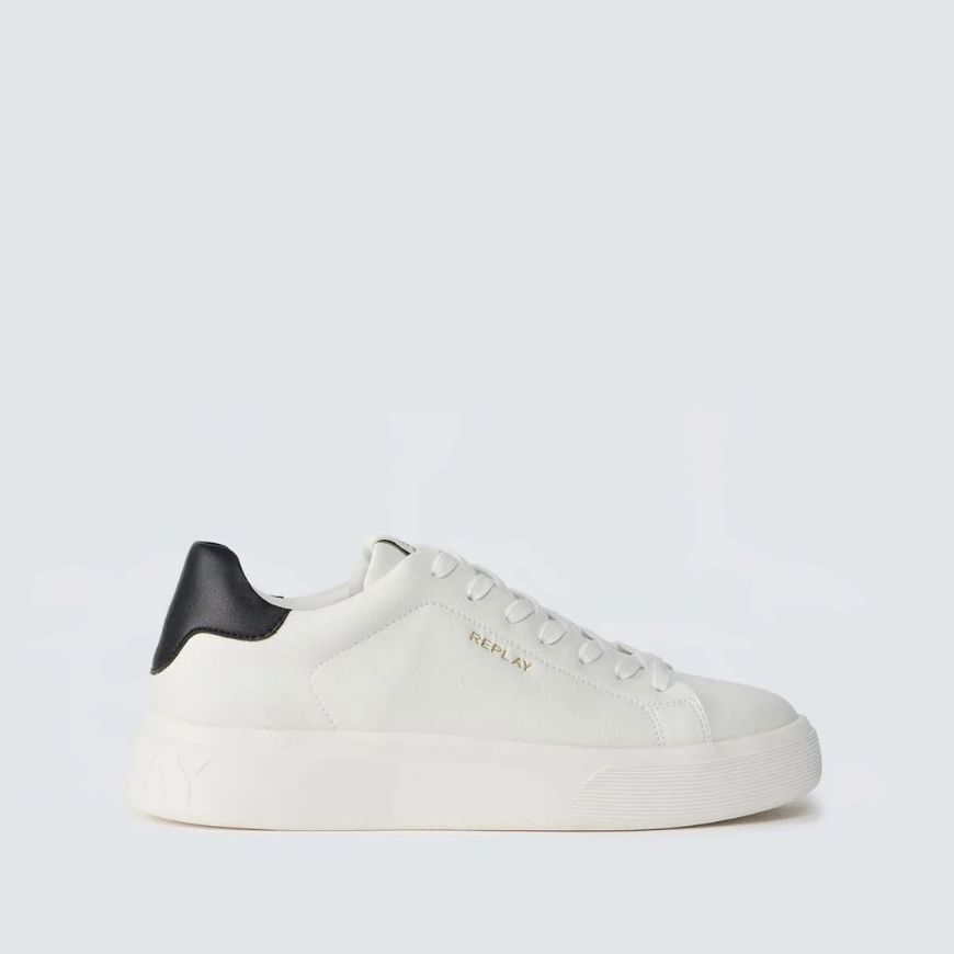 Picture of REPLAY MEN'S NOTTING FUTURE LEATHER SNEAKERS IN WHITE