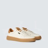 Picture of REPLAY MEN'S FODEN PLAY LEATHER SNEAKERS IN OFF WHITE 2