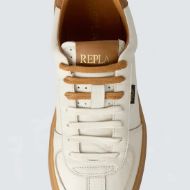 Picture of REPLAY MEN'S FODEN PLAY LEATHER SNEAKERS IN OFF WHITE 5
