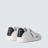 Picture of REPLAY MEN'S POLYS STAMP LEATHER SNEAKERS IN WHITE BLACK 3