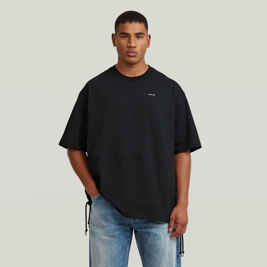 Picture of G-STAR MEN'S WOVEN MIX LOOSE T-SHIRT IN DK BLACK